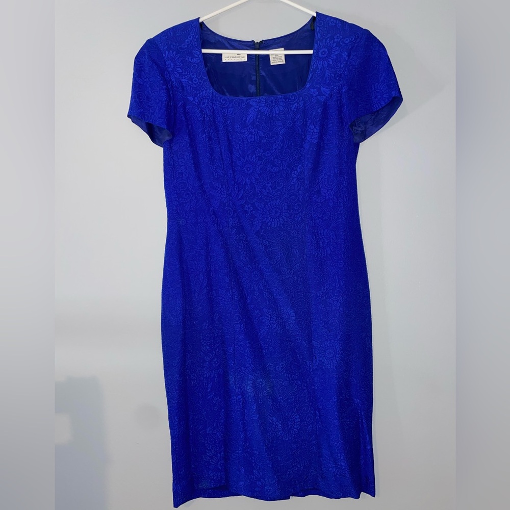 🦋Liz Claiborne Elegant Blue Silk Women's Dress